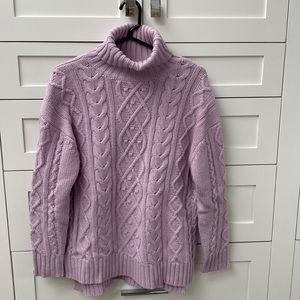 Tuckernuck Lilac Fitzergerald Cable Knit Turtleneck Neck Size Small